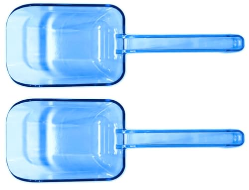2-Pack Plastic Ice Scoop for Freezer, 8 oz Each, Clear Blue Ice Scoops | Two 8 oz small plastic ice scoops, each with a grip handle, for ice machines, ice makers, freezer bins and ice buckets