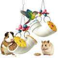 2 PCS Hanging Foraging Chew Toy Interactive Treat Dispenser, Small Animal Cage Enrichment Puzzle Feeder for Rats, Guinea Pigs, Bird,Easy to Disassemble & Clean