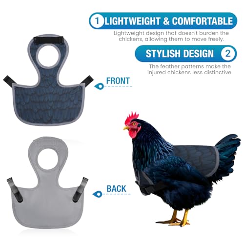Chicken Saddle for Hens - Chicken Aprons for Hens With Adjustable Straps, Chicken Aprons & Vest Jacket for Hens - style: Black Feather