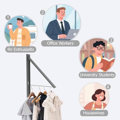 Clothes Drying Rack Folding Indoor,Laundry Room Organization,Wall Mounted Drying Racks for Laundry,Laundry Drying Rack Collapsible,Laundry Drying Rack,Retractable Clothesline (Gunmetal Gray) - color: Gunmetal Gray