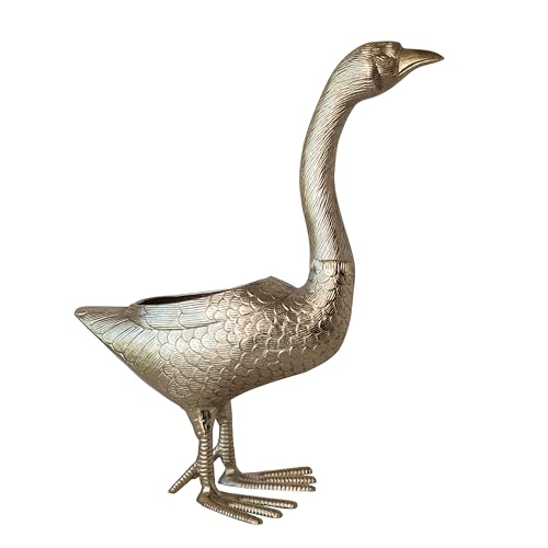 Creative Co-Op Cast Aluminum Goose Shaped Planter Container with Sculptural Farmhouse Silhouette, Gold Finish