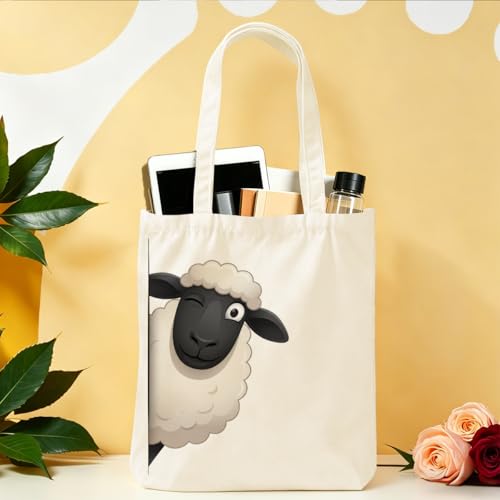 Cartoon Canvas Tote Bag, Gifts for Women Men Birthday Christmas Reusable Tote Shoulder Bag for Grocery Shopping 01 - color: Goat 473