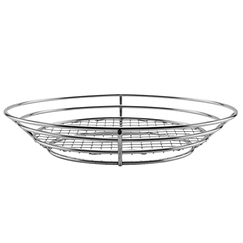 G.E.T. 4-84814 12.5" x 9.25" Stainless Steel Oval Basket with Raised Grid Base, Clipper Mill (Qty,1) | Dishwasher safe, Raised grid base, Serves finger foods, Great for Sandwiches, Fries, Appetizers and Table Service - color: Stainless Steel, size: 12.5"