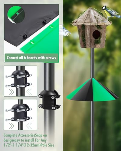 Squirrel Baffle for Bird Feeder Pole, 19” Oversized Squirrel Guard Baffle,Bird Feeder for Outdoors Protector, Pack of 1, Black Green