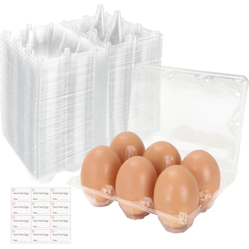 12Pack Plastic Clear Egg Carton Half Dozen Egg Tray Reusable Egg Cartons | 2x3 Plastic Clear Egg Carton Cheap Bulk for 6 Eggs - size: Holds 6 eggs-12Pack