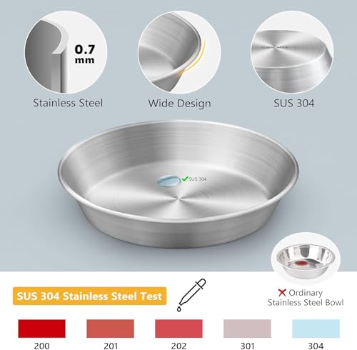 4-Pack 304 Stainless Steel Cat Food Bowls, Non-Slip Basic Dishes | Shallow Whisker-Friendly Silicone Water Metal Bowls, Easy to Clean Indoor Flat Plates for Cat, Kitten, Small Dog (5.9") - color: 4 PCS
