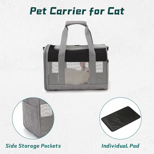 PINVNBY Bunny Carrier for Travel Camping Outdoor, Small Pet Carrier, Guinea Pig Carrier, Breathable Pet Portable Hand Bag for Hamster Rabbit Guinea Pig（Black & Gray） - color: Black & Gray