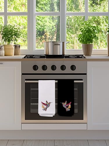 Black White Hummingbird Guest Bathroom Hand Towels Set of 2, Floral Bird Decorative Kitchen Hand Towel, Spring Summer Decor, Hummingbird Gifts for Women Unique, Housewarming Gift Idea New Home401 - color: Hummingbird005
