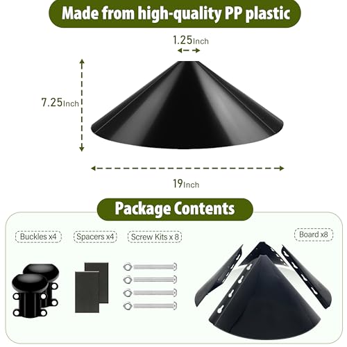 Squirrel Baffle,19-Inch Squirrel Baffle for Bird Feeder Pole,Squirrel-Proofs for Outdoor Shepherd's Hooks，Outside Pole Mount Squirrels Guard(Black 4 Pack - color: Pole mount-Black 4p