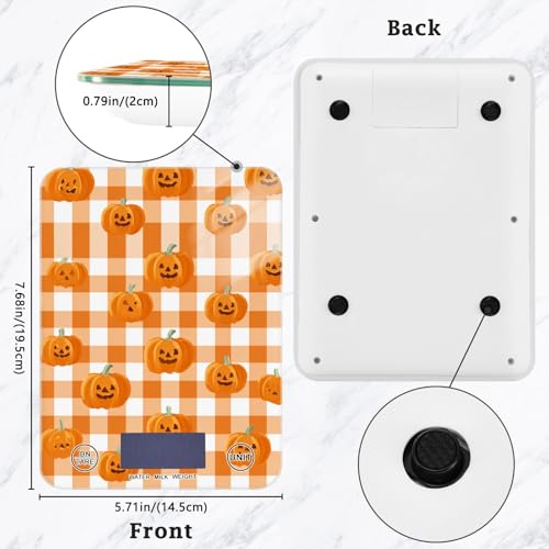Food Scale Kitchen Scale Food Weight Scales Digital Weight Grams and Ounces Small Electronic Food Scale for Baking Cooking Halloween Orange Plaid Pumpkin Heads - color: Halloween Orange Plaid Pumpkin Heads