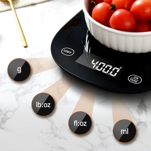 Arboleaf Smart Food Scale with Nutritional Calculator, 22lb Kitchen Scale | Food scales for kitchen with app for macro, keto, calorie, cooking, grams and ounces, 0.1oz/0.5g, AAA Battery Operated - color: Black