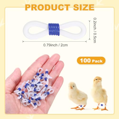 M METERXITY 100-Pack Adjustable Chick Leg Bands, 0.79" x 0.2" Silicone Chicken Leg Brace for Chicks/Ducks/Birds [Blue] Poultry Leg Bands - color: Blue