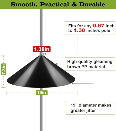 19 Inch Wide Squirrel Baffle for Bird Feeder Pole, Outside Pole Mount Stopper & Bird House Guard for Outdoor Shepherd’s Hook, Black, 1 Pack - color: Black
