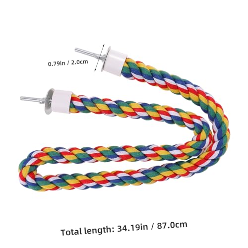Hemobllo Bird Rope Perch, Colorful Parrot Cotton Rope Bird Perch Stand Climbing Toys Pet Parrot Chewing Toy for Parrots Cockatiels Parakeets Budgie Cages - size: 80cn