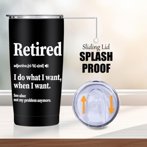 Retirement Gifts for Men 20 oz Tumbler, Retired Gifts Travel Coffee Mugs | Funny Retired Party Stainless Steel Insulated Tumbler, Best Gifts for Fathers Day Women Coworkers Christmas Birthday Gifts - color: Multi 1467
