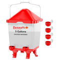 5.0 Gal Chicken Waterer Bucket with 4 Double-Layer Waterer Cups | Height-adjustable, Anti-roost Cone for Backyard Chicken Flocks - style: Waterer with Cups
