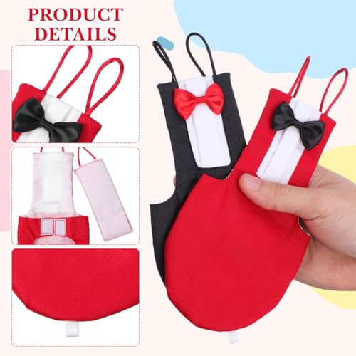 HANABASS Bird Diapers Parrot Flight Suit with Bowknot Washable Reusable Pet Bird Suit for Cockatiel Budgie Lovebirds Cheek Conure Lightweight Breathable Clothes 2 Pack - size: L