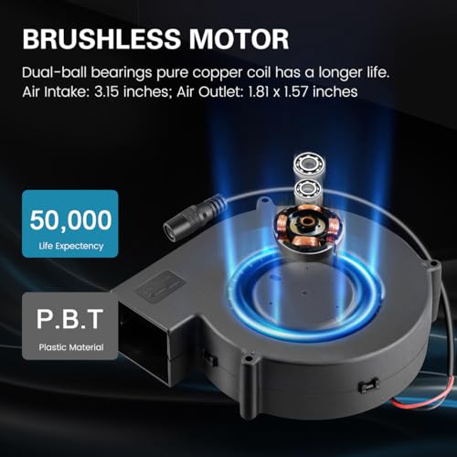 GDSTIME 140mm x 40mm Variable Speed Blower Fan, 110V 120V AC Powered 1440 | 12VDC Brushless Motor, Squirrel Cage Blowers, Small Powerful Centrifugal Fans, for DIY Projects Cooling Exhaust Ventilation - size: 140x40mm