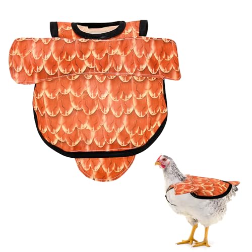 M METERXITY 1-Pack Chicken Saddle for Hens, 6.3 Inch Polyester Chicken Apron Back Protector with Adjustable Strap, Wing Protector Vest Jacket Mating Clothe [Orange]