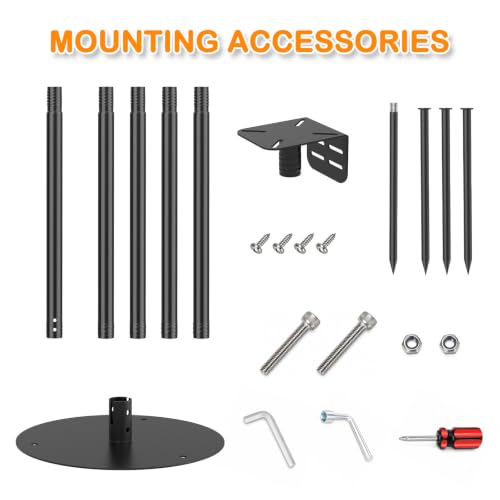Bird Feeder Pole 85 Inch, Heavy Duty Adjustable Bird House Pole Mount Kit, Universal Top and Side Mount for Smart Bird Feeders, Bird Houses, Seed Trays and Weather Stations with 4-Stake Stable Base - size: 85 INCH