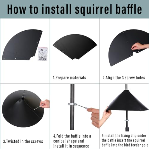 4 Sets 18 Inches Squirrel Baffle for Bird Feeder Pole, Outside Pole Mount House Guard Bird Feeder Baffle for Shepherd's Hook, Preventing from Squirrels, Raccoons(Black) - color: Black