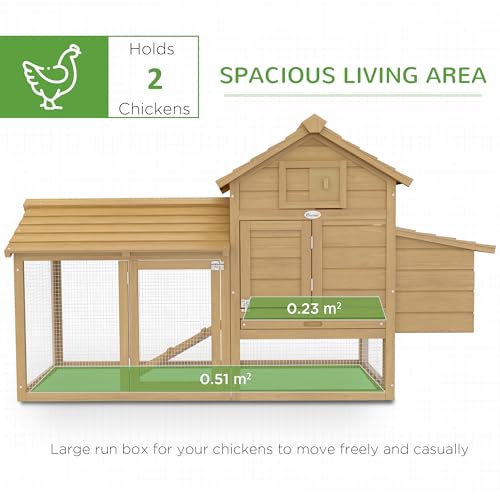 PawHut 59" Small Wooden Chicken coop Hen House Poultry Cage for Outdoor Backyard with 2 Doors, Nesting Box and Removable Tray, Natural Wood | Hen House Poultry Cage, 2 Doors, Nesting Box, Removable Tray - color: Natural