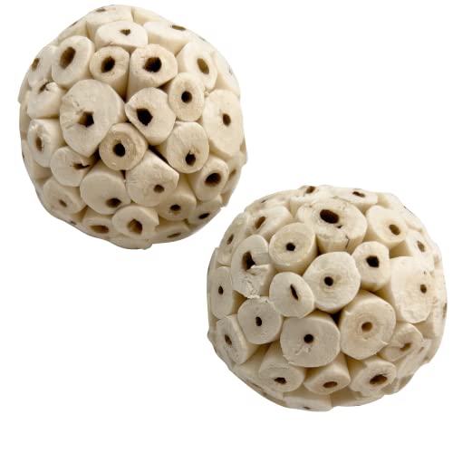 by M&M 5100 Small Sola Bird Balls Pk2 - Handmade Natural Sola Wood Balls, Foraging Fun, Lightweight, Effortless to Chew and Shred, Superb Bird Foot Toys for Small to Med Size Birds - color: Small Sola Balls, size: Pack 2