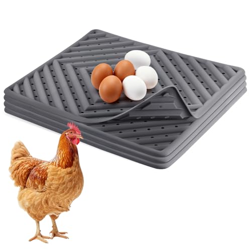 Chicken Nesting Pads for Chicken Coop, Washable Laying Pads for Nesting Box, Reusable Hen Nesting Box Pads for Coop Bedding, Soft Silicone Material, Easy to Clean, 12" x 12", Grey, 4 Pack - color: Grey-4 Pack