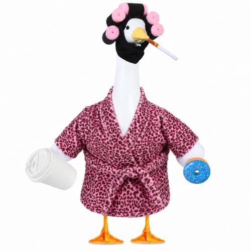 OBUSATT Old Lady Porch Goose Outfits 23 in Bathrobe Lawn Goose Costume Pink Leopard - style: Pink Leopard