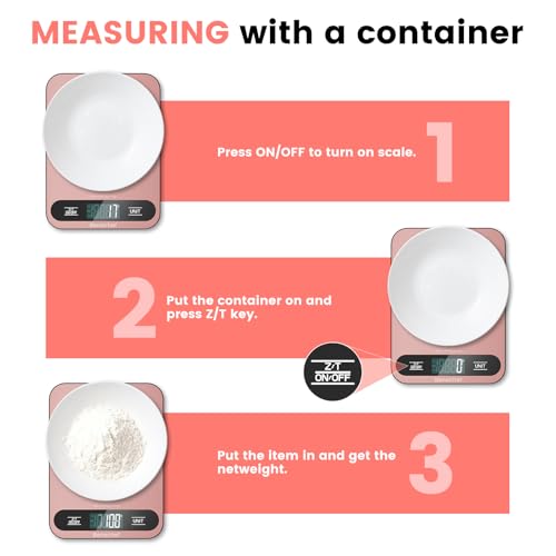 Premium Digital Kitchen Scale, Precision Accurate to 1g, Stainless Steel with LCD Display, 6 Units with Tare Function，Pink - Perfect for Baking, Cooking, and Coffee