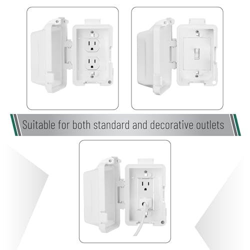 Bates Choice Weatherproof Electrical Outlet Cover, 1-Gang, White Plastic Outdoor Outlet Cover, Plug-In, 120 Volts AC, Compatible with All Devices - color: White, size: 1 Pack