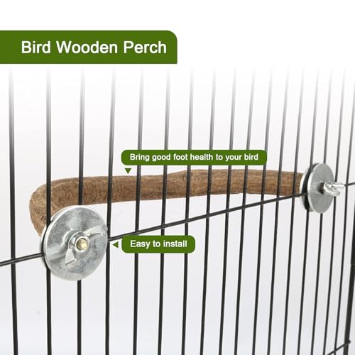 Rypet 2PCS Pack Natural Wood Bird Perches for Cage, U-Shaped Parrot Perch L | 2 Pack Natural Wood Perches, Wing Nut Mount, U-Shaped Cage Perch, Easy Rinse, Parakeets Conures Cockatiels