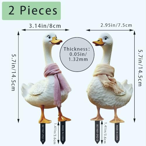 OULIGET Creative Duck Garden Decorative Stakes,Interesting Duck Garden Pile Decoration,Courtyard Decoratively Plastic Outdoor Animals,2 Pieces.