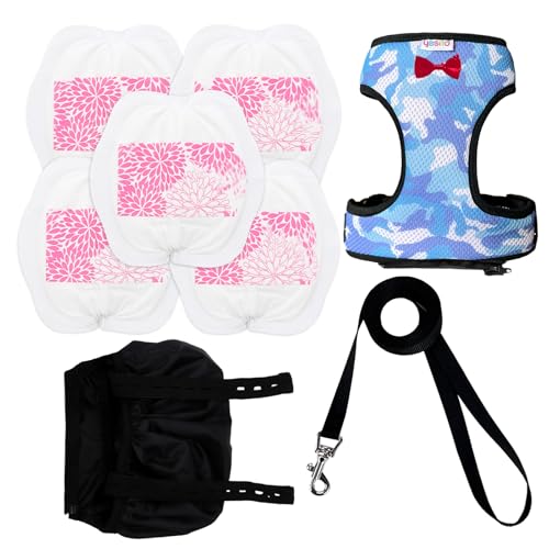 Premium Chicken Harness - Adjustable, Breathable, and Durable in Cool Camouflage Blue with Matching 5.4ft Leash for Happy Hens (Small, Camouflage Blue) - color: Camouflage blue, size: Small