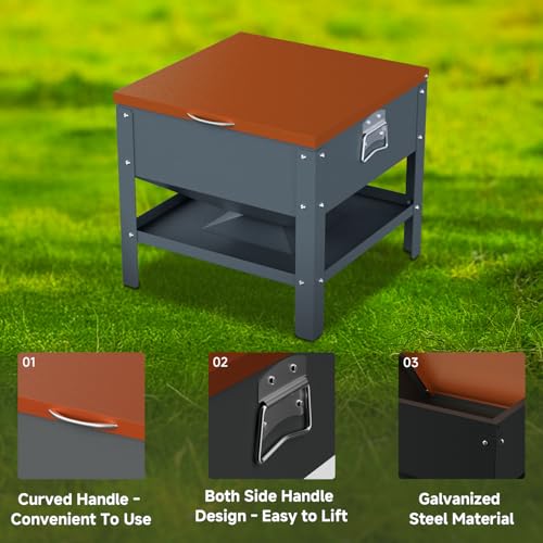 Automatic Chicken and Duck Feeder, 80 LBS Capacity Metal Chicken Feeder, Weatherproof Outdoor Gravity Feeding Barrel, No-Waste Feeder for Backyard Flock (Orange) - color: Orange