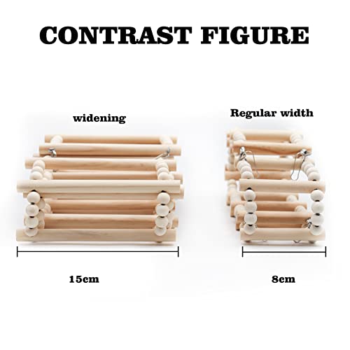 Bird Ladder Bridge, Wooden Pet Hamster Climbing & Swing Toys, Cage Accessories for Birds Rats Parrots Hamster Squirrel Sugar Gliders Parakeets Cockatiels - 20 Steps - 44.5 x 5.9 Inch - size: 20 Steps - 44.5 × 5.9 Inch