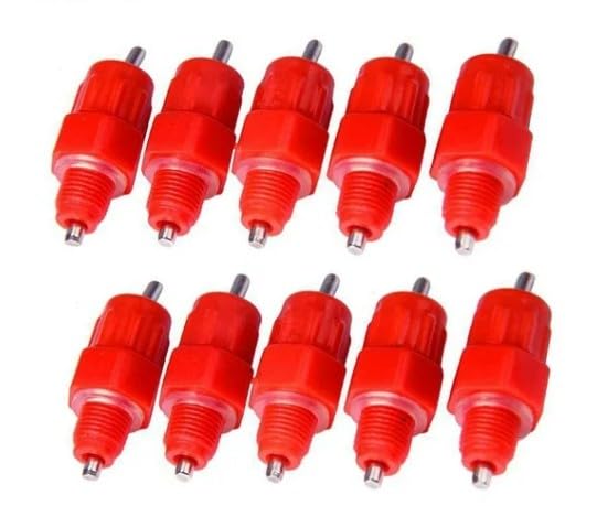 10Pcs Red Chicken Waterer Nipples Automatic Poultry Watering Nipples Chicken Drinkers Easy Installation Used Repeatedly Easy to Store,Poultry Feeding and Watering Supplies