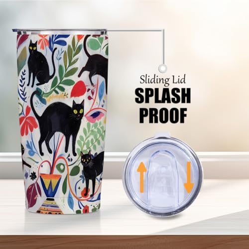 Jztco Cat Gifts for Women 20 oz Tumbler, Cat Stainless Steel Insulated | Cat Themed Insulated Travel Coffee Mugs Water Bottle, Cat Lover Gifts for Women Girls Mom Christmas Birthday Gifts - color: Multi 1350