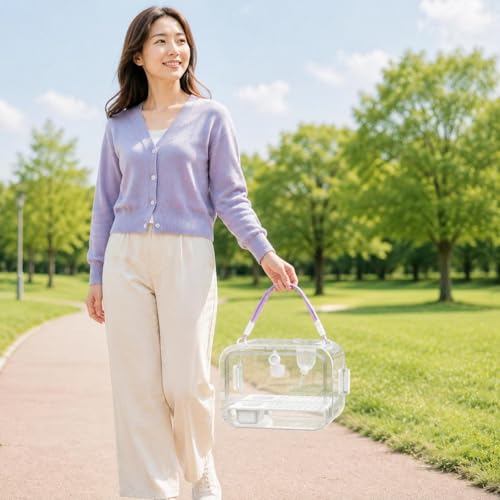 Cage Portable Pet Carrier Parrot Cage Mobile Aviary Lightweight Transparent with Handle and Ventilation Suitable for Travel Home Outings, Yellow - color: Yellow