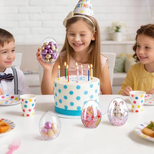 Kisangel 4Pcs 4.7 Inches Large Clear Easter Eggs - Empty Fillable Plastic Eggs for Easter Party Basket Stuffer Wedding Baby Shower Christmas Decoration