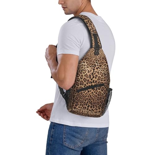 Leopard Print Skin Sling Backpack Crossbody Shoulder Bag Chest Bag Travel Chest Pack Casual Daypack For Women Men Hiking Sports Working - color: Black11