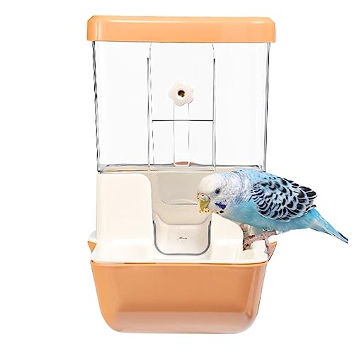 Automatic Bird Feeder, Slide Down Design, No Mess, Suitable for All Birds, Removable Tray for Easy Cleaning - color: Orange