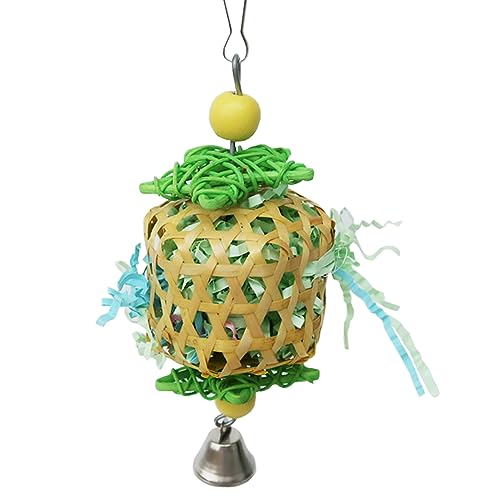 Bird Toys for Conures Parakeet, Birds Cage Accessories, Bird Shredding Foraging Toys for Cage - color: BellBall
