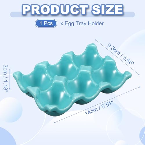 uxcell Ceramic 6 Cups Egg Tray Holder, Porcelain Eggs Container for Home Countertop Kitchen Storage Refrigerator Fridge Decorative Serving Display, Light Blue - color: Light Blue