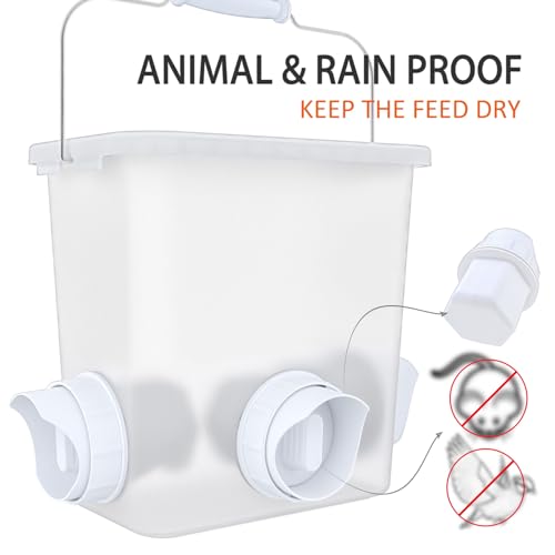 Large Automatic Chicken Feeder and Waterer Set Hanging Chicken Water Feeder Poultry Feed Bucket - color: Frosted