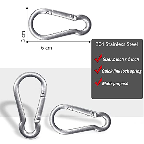 3.15 Inches 4 Inches Stainless Steel Carabiner for Gym Equipment Connection, EFFIET Heavy Duty Spring Snap Hook Clips Buckle for Gym Exercise, Punching Bags, Hiking, Camping