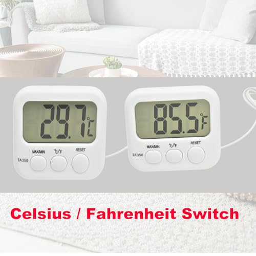 Small Digital Thermometer TA358 Celsius/Fahrenheit Temperature Indoor/Outdoor Meter Gauge with 5ft/1.5M Probe Sensor - style: Style A