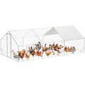 Large Metal Chicken Coop, 9.8 W x 19.7 L x 6.6 H ft Walk-in Poultry Cage,Spire Chicken Pens Outdoor with Top,Chicken Run Pen House with Waterproof Anti-Ultraviolet Cover for Yard,Outdoor Farm - size: 9.8' W x 19.7' L x 6.6' H