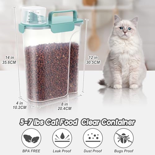 LEAWALK 5-7Lbs Dog Cat Storage Container Portable with Upgraded Large Spout and Cup, Plastic Pet Food Dispenser for Small Animal Kibble, Bird Seed, Oatmeal, Rice, Flour, Brown Sugart- Elegant Blue - color: Elegant Blue, size: 5L-1pack