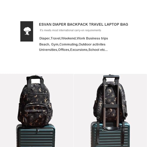 Diaper Bag Backpack Corduroy Multifunction Baby Fashion Travel Pack office Laptop Bag - color: Black Moon